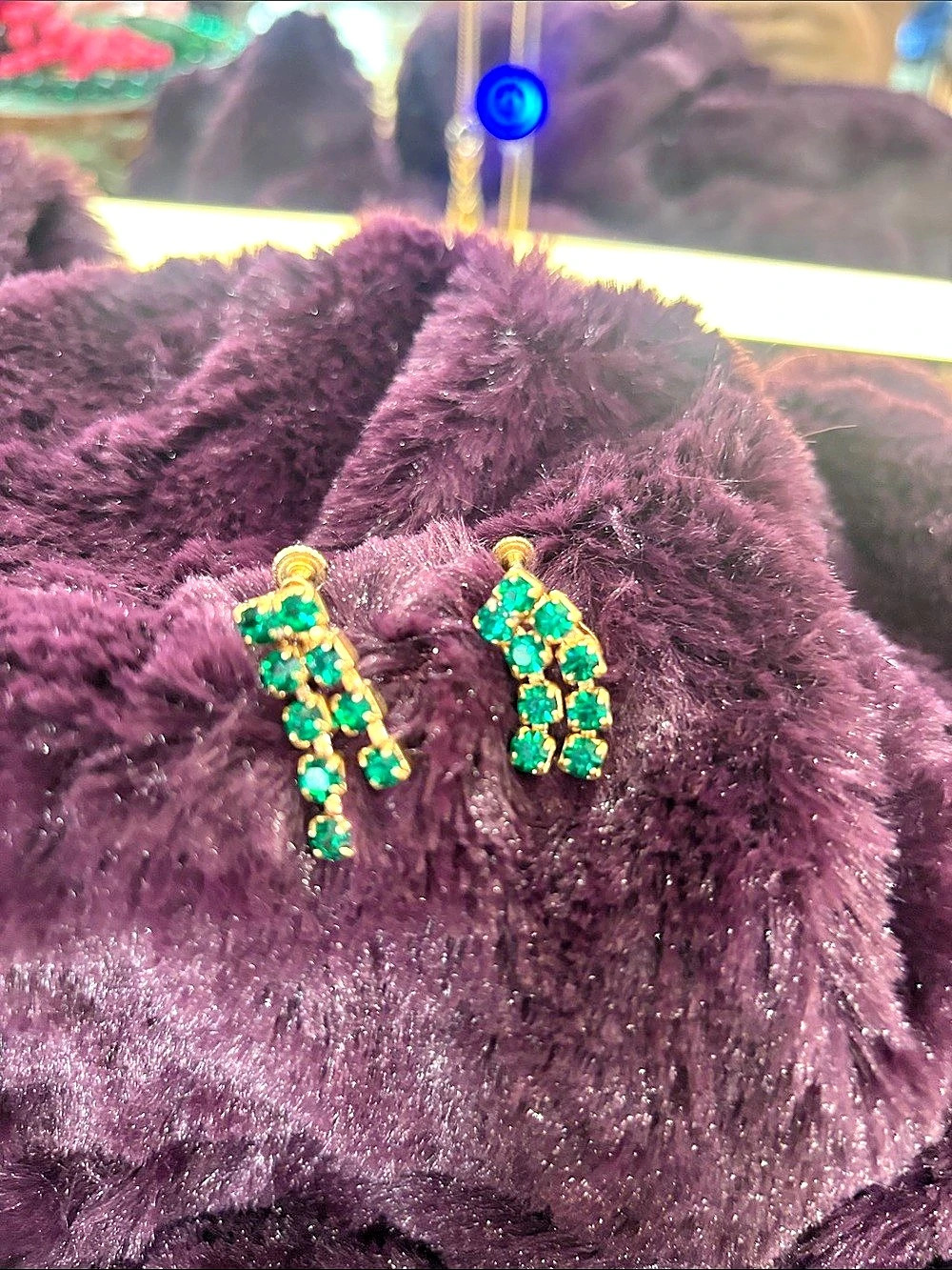 Green & Gold Drop Earrings Like New